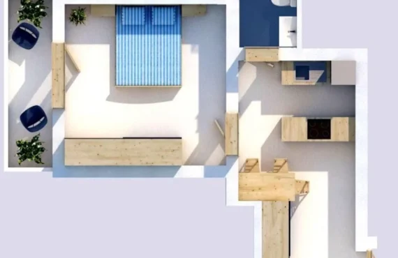 Einzimmerwohnung mit Meerblick-Terrasse — perfekt zum Freunde Einladen